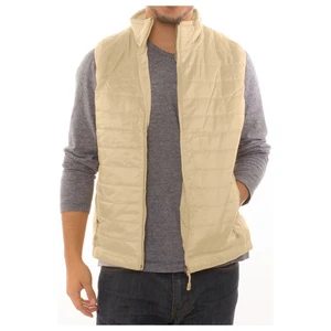 Men's Puffer Quilted Water Repellent Full Zipper Packable Vest Jacket Coat - Cream - Large Men's Puffer Quilted Water Repellent Full Zipper Packable Vest Jacket Coat - Cream - Large