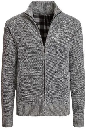 Alta Men's Fleece Lined Casual Full-Zip Mock Neck Sweater - Light Gray Jacket -S Alta Men's Fleece Lined Casual Full-Zip Mock Neck Sweater - Light Gray Jacket -S