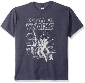 Star Wars Men's Official 'Poster' Design Performance Graphic Tee, Navy Htr, S Star Wars Men's Official 'Poster' Design Performance Graphic Tee, Navy Htr, S
