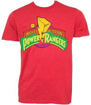 Power Rangers Mighty Morphin Classic Logo Design Short Sleeve T-Shirt, Red, M Power Rangers Mighty Morphin Classic Logo Design Short Sleeve T-Shirt, Red, M