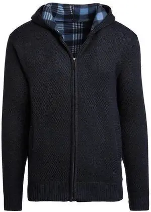 Alta Men's Fleece Lined Casual Full-Zip Sweater Jacket - Navy Blue Hoodie - S Alta Men's Fleece Lined Casual Full-Zip Sweater Jacket - Navy Blue Hoodie - S