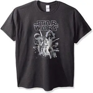 Star Wars Men's Official 'Poster' Performance Graphic Tee, Charcoal Htr, S Star Wars Men's Official 'Poster' Performance Graphic Tee, Charcoal Htr, S