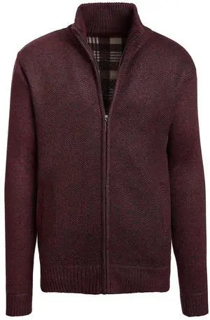 Alta Men's Fleece Lined Casual Full-Zip Mock Neck Sweater - Red Jacket - S Alta Men's Fleece Lined Casual Full-Zip Mock Neck Sweater - Red Jacket - S