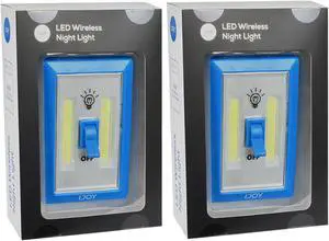 (2-Pack) Bright ""Light Switch Shaped"; Battery Powered LED Indoor Light - Blue