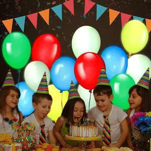 25-Pack Premium Birthday Party, Wedding Colored LED Light Up Balloons