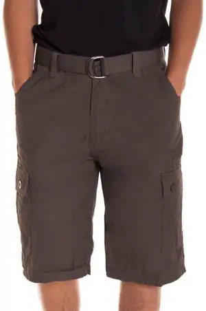 Alta Designer Fashion Men's Cargo Shorts, Twill Belt Included - Coffee Size 40 Alta Designer Fashion Men's Cargo Shorts, Twill Belt Included - Coffee Size 40
