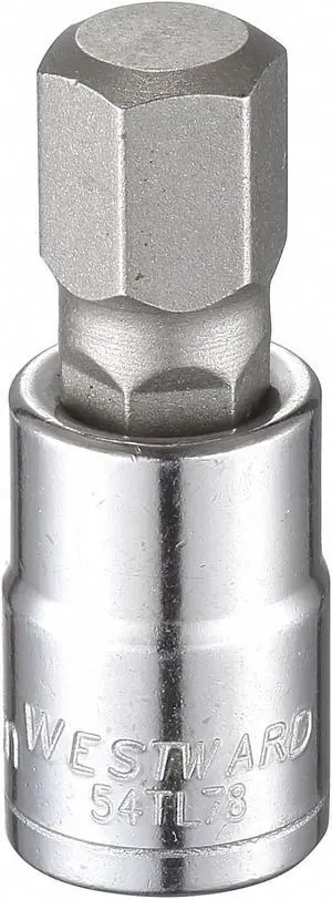 WESTWARD 54TL78 3/8 in Drive Hex Socket Bit Metric 12 mm Tip, 1 3/4 in L