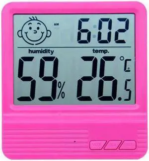 OUTEST 3 in 1 digital LCD thermometer hygrometer, digital humidity temperature meter hygrometer Indoor CX-301B (Pink)