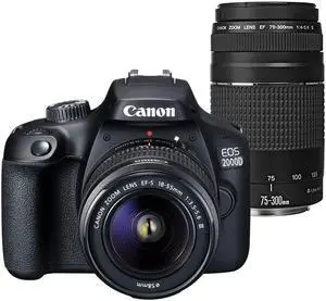 Canon EOS 2000D / Rebel T7 24.1MP Digital SLR Camera + Canon EF-S 18-55mm Lens +  EF 75-300mm Lens