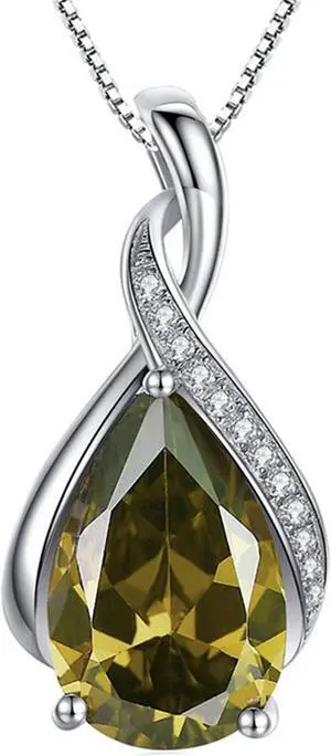 Mabella Sterling Silver Simulated Blue Topaz Birthstone Pendant Necklace, Gifts for Women