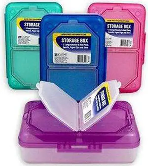C-Line Poly 3-Compartment Storage Box with Snap Lid, 1 Storage Box, Color May Vary (48500)