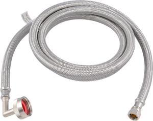 Eastman 41043 6' Dishwasher Supply Line, 3/8 In Compression x 3/4 In FHT Elbow, Braided Stainless Steel