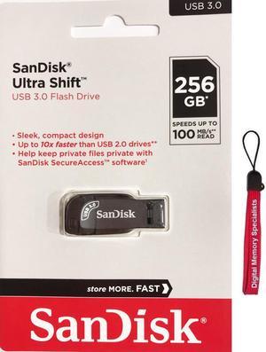 SanDisk 256GB Ultra Shift USB 3.0 SDCZ410 SD CZ410 256G Flash Drive, Speed Up to 100MB/s SDCZ410-256G-G46 with OEM USB Lanyard