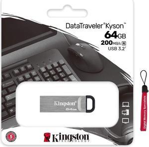 Kingston 64GB DataTraveler Kyson DTKN 64G USB 3.2 Gen 1 Metal Flash Drive DTKN/64GB with OEM USB Lanyard