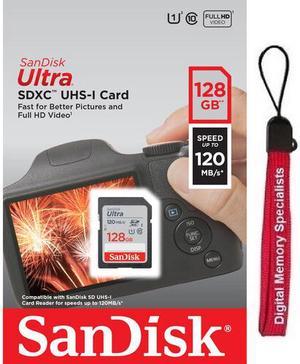 SanDisk 128GB Ultra SDXC UHS-I 120MB/s C10 U1 Full HD SD 128G Secure Digital Extended Capacity Flash Memory Card SDSDUN4-032G-GN6IN with OEM Lanyard