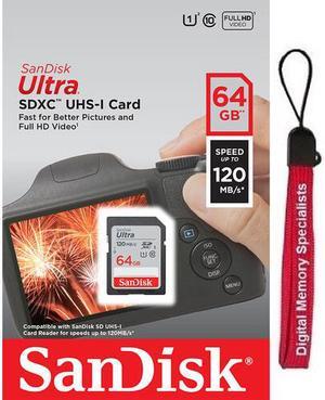 SanDisk 64GB Ultra SDXC UHS-I 120MB/s C10 U1 Full HD SD 64G Secure Digital Extended Capacity Flash Memory Card SDSDUN4-032G-GN6IN with OEM Lanyard