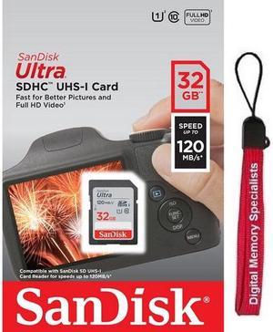 SanDisk 32GB Ultra SDHC UHS-I 120MB/s C10 U1 Full HD SD 32G Secure Digital High Capacity Flash Memory Card SDSDUN4-032G-GN6IN with OEM Lanyard
