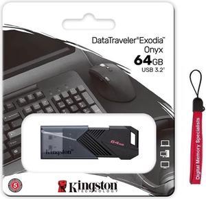 Kingston DataTraveler Exodia Onyx 64GB USB 3.2 Gen 1 Type A Flash Drive 64G DTXON DTXON/64GB with OEM USB Lanyard