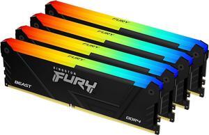 Kingston FURY Beast RGB 128GB (4x32GB) 3200 3200MT/s DDR4 CL16 Desktop Memory Kit of 4, Intel XMP, AMD Ryzen, Plug n Play, RGB Infrared Syncing KF432C16BB2AK4/128
