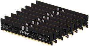 Kingston FURY Renegade Pro 256GB (8 x 32GB) DDR5 SDRAM Memory Kit - 256 GB (8 x 32GB) - DDR5-6000/PC5-48000 DDR5 SDRAM - 6000 MHz Single-rank Memory - CL32 - 1.35 V -ECC - Registered- KF560R32RBK8-256
