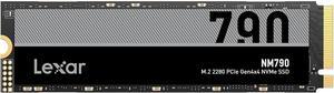 Lexar 1TB NM790 SSD PCIe Gen4 NVMe M.2 2280 Internal Solid State Drive, Up to 7400/6500 MB/s Read/Write, Compatible with PS5, for Gamers and Creators, Black (LNM790X001T-RNNNU)