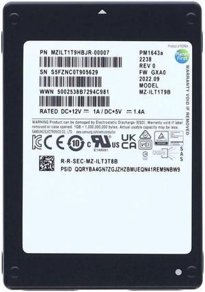 (NOT FOR HOME PC!) Samsung MZILT1T9HBJR-00007 PM1643a 1.92TB 2.5" SAS 12Gb/s SSD - OEM
