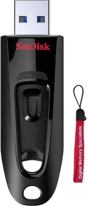 SanDisk 1TB Ultra USB 3.0 Flash Drive - Up to 130MB/s Read speeds - Black - SDCZ48-1T00-U46 with OEM USB Lanyard