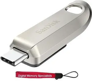 SanDisk 256GB Ultra Luxe USB Type-C Flash Drive - Up to 400MB/s, USB 3.2 Gen 1, Premium Metal Design - SDCZ75-256G-G46 with OEM USB Lanyard SanDisk 256GB Ultra Luxe USB Type-C Flash Drive - Up to 400MB/s, USB 3.2 Gen 1, Premium Metal Design - SDCZ75-256G-G46 with OEM USB Lanyard