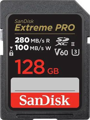 SanDisk 128GB Extreme PRO SDXC UHS-II Memory Card - C10, U3, V60, 6K, 4K UHD, SD Card - SDSDXEP-128G-GN4IN SanDisk 128GB Extreme PRO SDXC UHS-II Memory Card - C10, U3, V60, 6K, 4K UHD, SD Card - SDSDXEP-128G-GN4IN