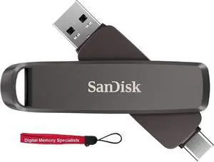 SanDisk 1TB Extreme PRO Dual Drive - Up to 1,000MB/s, USB Type-C, and USB Type-A, High-Performance Flash Drive - SDDDE1-1T00-G46 with OEM USB Lanyard