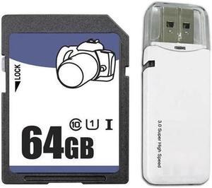 OEM 64GB SD SDHC 64GB SDXC Card Class 10 Ultra High Speed UHS-I for Camera & Camcorder with USB 3.0 Card Reader