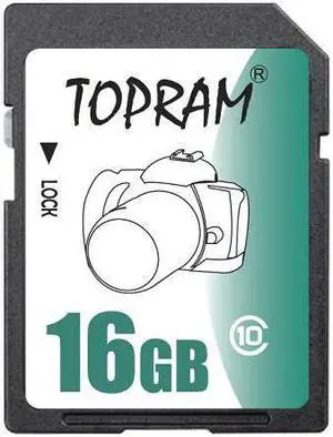 TOPRAM 16GB SD 16GB SDHC Card Class 10 Extreme Speed for Camera & Camcorder - OEM