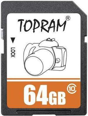 TOPRAM 64GB 64G SD SDXC Card Class 10 Extreme Speed for Camera & Camcorder