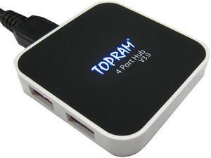 TOPRAM External 4 ports USB 3.0 Super Speed Pocket Sized Back Light Design 4-port High Speed Hub up to 5Gbs