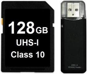 OEM Blank 128GB SD SDHC 128GB SDXC Card Class 10 Ultra High Speed UHS-I for Camera & Camcorder with USB 2.0 Card Reader