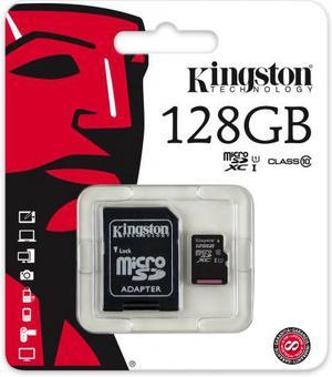 Kingston 128GB 128G microSDXC UHS-I Class 10 microSD micro SD SDXC C10 Flash Memory Card with OEM USB 2.0 OTG Card Reader