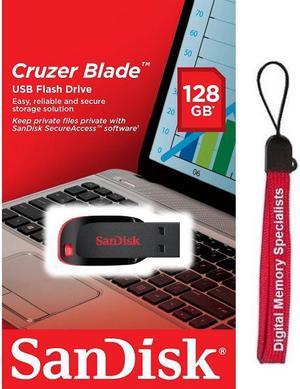 SanDisk 128GB Cruzer 128G Blade SDCZ50 USB 2.0 SDCZ50-128G Flash Pen Drive CZ50 with USB Lanyard