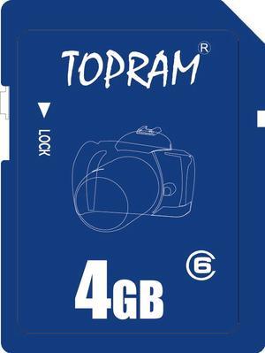TOPRAM 4GB SD 4G SDHC Flash Secure Digital Memory Card Class 6 C6 for Camera Phone Tablet HPCs Car Navigation System