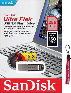 SanDisk 256GB USB 3.0 256G SDCZ73 SD CZ73 Ultra Flair 150MB/s SDCZ73-256G Flash Pen Drive with Lanyard
