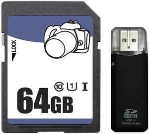 OEM 64GB SD SDHC SDXC Card Class 10 Ultra High Speed UHS-I for Camera & Camcorder R3 Reader
