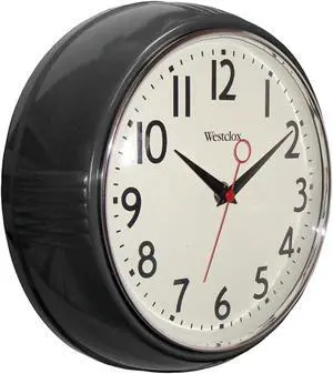 Westclox 32042BK 9.5" 1950's Retro Black Case Convex Glass Clock