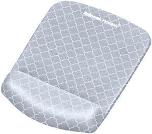 Fellowes 9549701 PlushTouch Mouse Pad Wrist Rest with Microban - Gray Lattice
