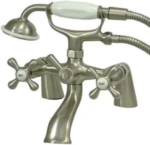 Kingston Brass KS267SN Deck Mount Clawfoot Tub Filler with Hand Shower
