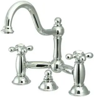 Two Handle 8" Widespread Lavatory Faucet with Brass Pop-up in Chrome by Kingston Brass
