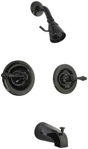 Kingston Brass NB660AL Water Onyx Twin Lever handle Pressure Balanced Tub & Shower Faucet with Volume Control