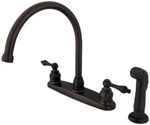 Kingston Brass KB725ALSP Double Handle Goose Neck Kitchen Faucet with Non-Metallic Sprayer