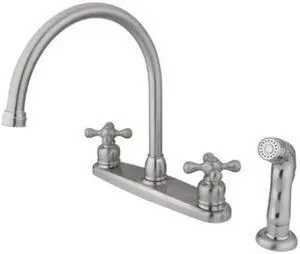Kingston Brass KB728AXSP Double Handle Goose Neck Kitchen Faucet with Sprayer