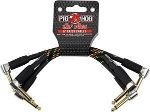 Pig Hog Lil Pigs Vintage "Rasta Stripe" 6-in Patch Cables - 3 pack