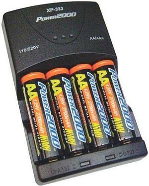 Power2000 4 AA NiMH 2950mAh Batteries/Charger, 110/220v #XP333
