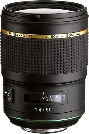 Pentax HD Pentax D FA 50mm 1.4 SDM AW Full Frame, All Weather Camera Lens, Black